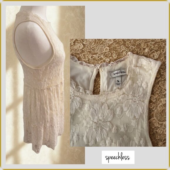 Speechless Cream Lace Sleeveless Tiered Dress – Size M - Picture 3 of 6